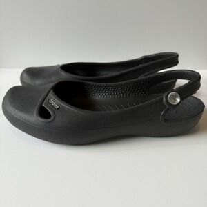 CROCS Olivia Slingback Ballet with Jewel Black Size 8 Women's Round Closed‎ Toe